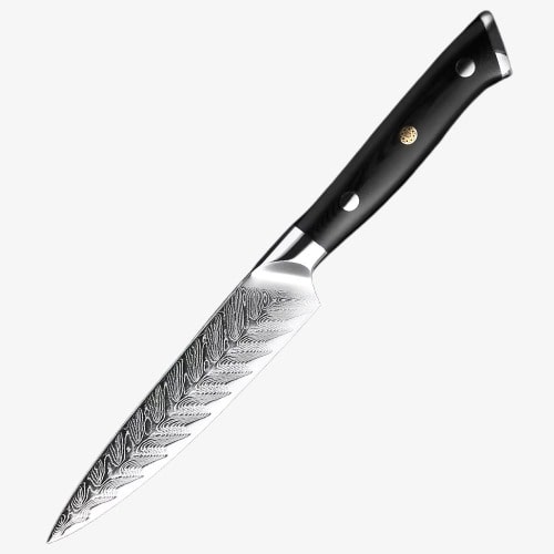 Set de Cinq Couteaux Japonais Gyuto, Santoku, Petty, Utilitaire, A désosser en Acier Damas - Collection Yukimuri