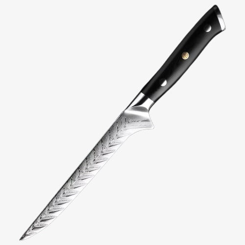 Set de Cinq Couteaux Japonais Gyuto, Santoku, Petty, Utilitaire, A désosser en Acier Damas - Collection Yukimuri