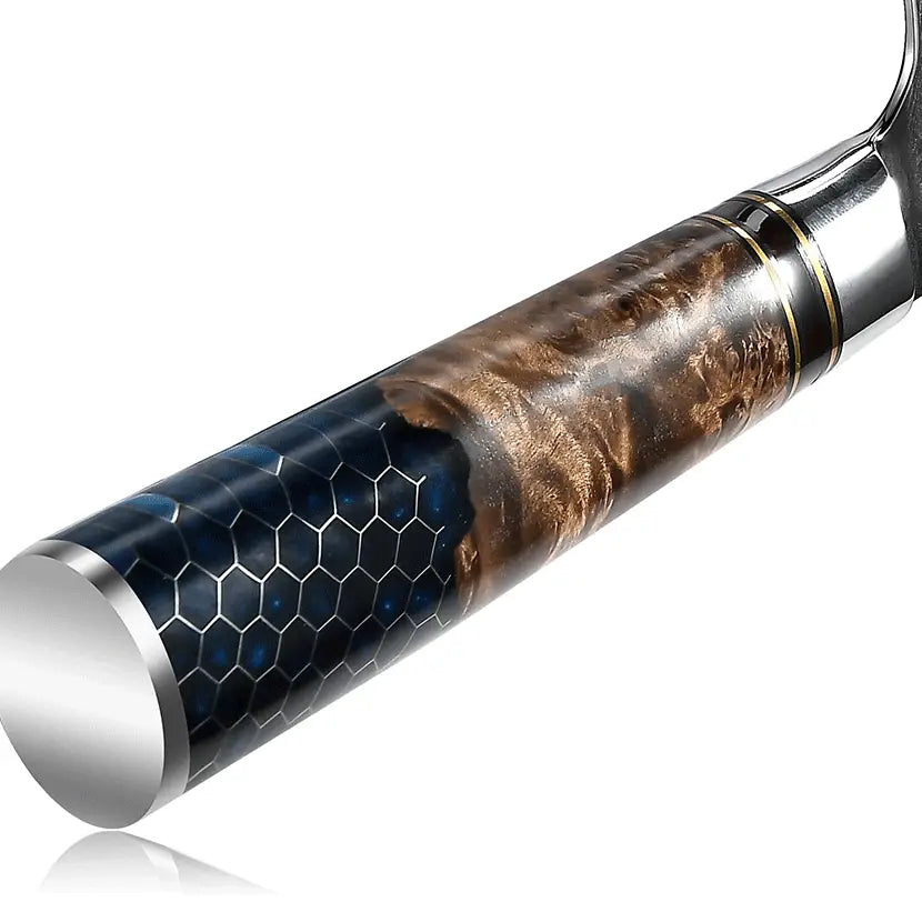 Couteau japonais Nakiri en acier Damas - Manche en bois stabilisé