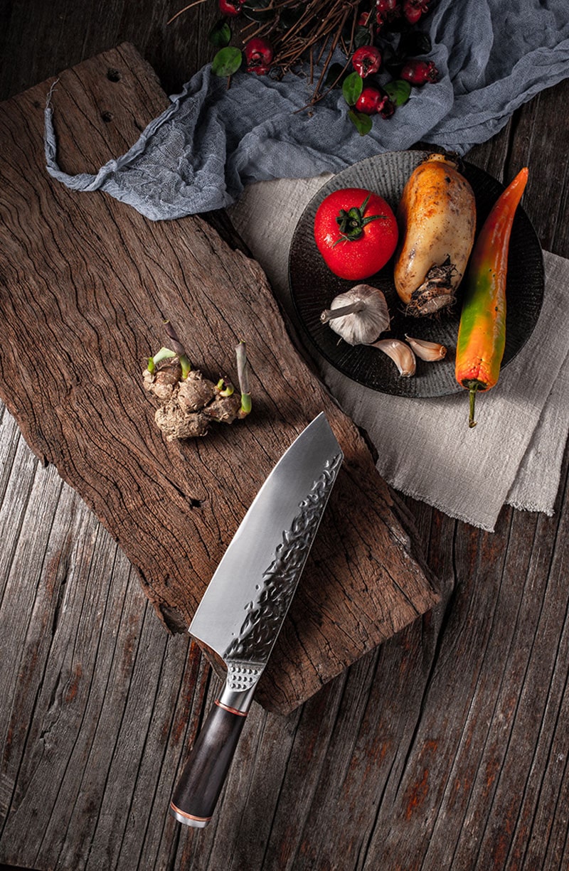 Couteau de chef japonais kiritsuke - Manche en bois d'ébène