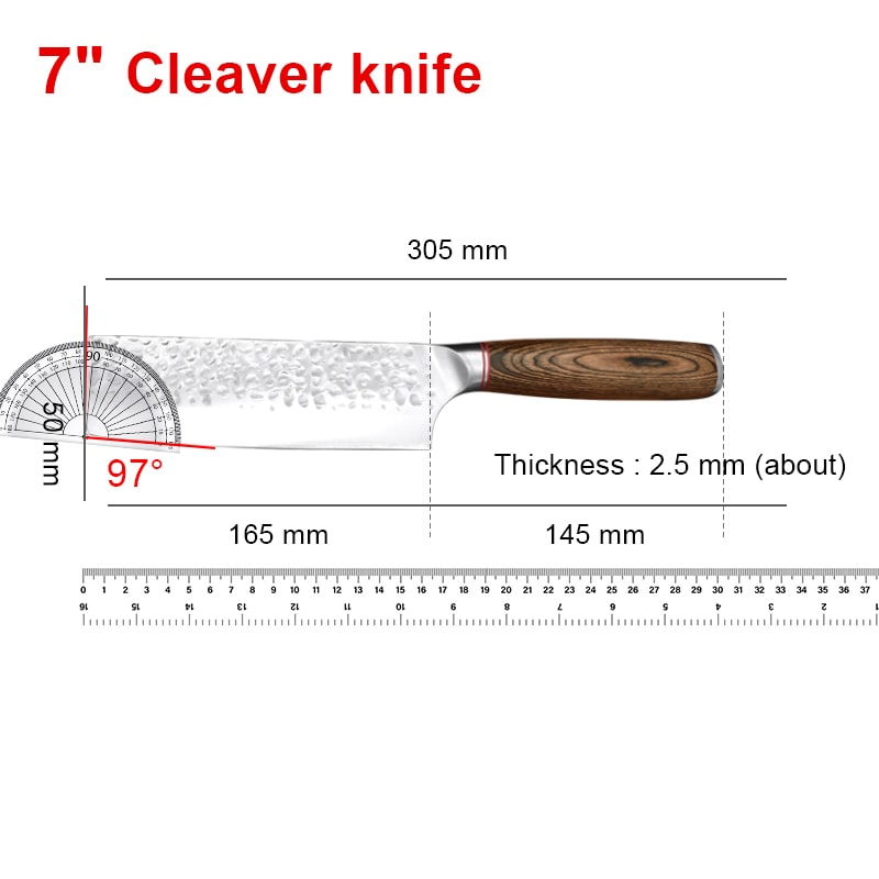 Couteau japonais Nakiri en acier Damas - Manche en bois de wengé