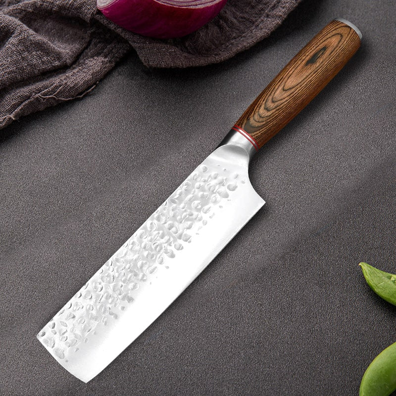 Couteau japonais Nakiri en acier Damas - Manche en bois de wengé