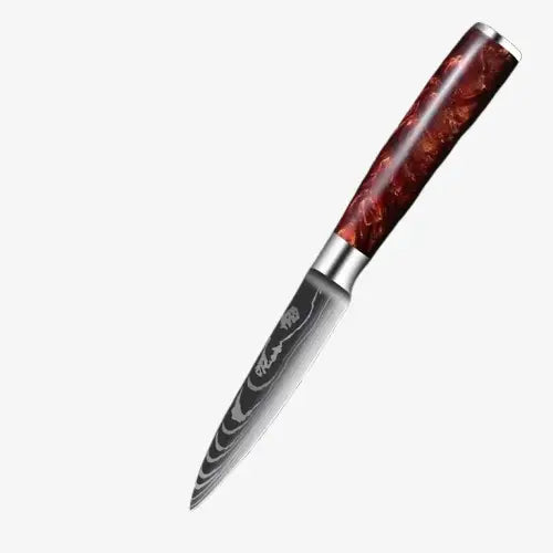 Couteau  Japonais Petty en Acier Damas - Chef Takumi - Ruby Wood