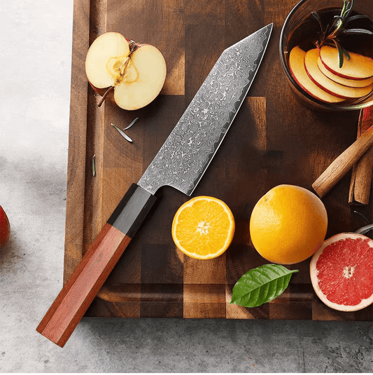 Couteau Japonais Petty en Acier Damas - Manche en bois de rose et ébène