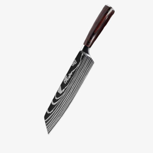 Set de deux Couteaux Japonais Gyuto, Kiritsuke en Acier Damas - Chef Takumi - Natural Teak
