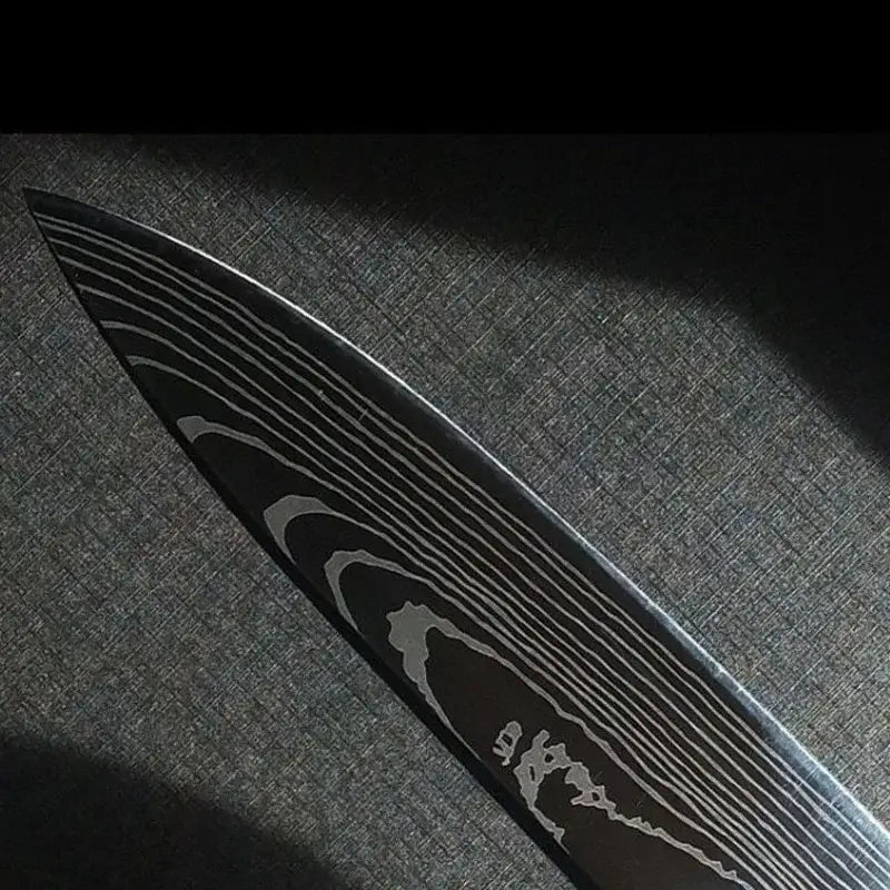 Set de Quatre Couteaux Japonais Gyuto, Nakiri, Santoku, Utilitaire, en Acier Damas - Chef Takumi - Natural Teak