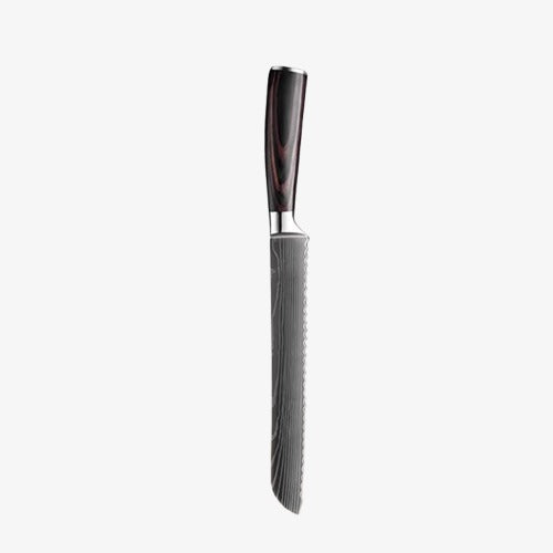 Set de Cinq Couteaux Japonais Gyuto, Santoku, Petty, à désosser et à pain, en Acier Damas - Chef Takumi - Natural Teak