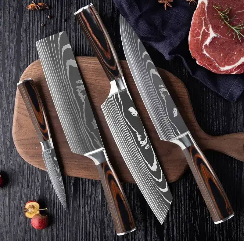 Set de couteaux japonais en acier Damas