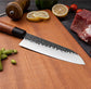 Set de trois couteaux japonais Santoku, Nakiri et Gyuto en acier damas