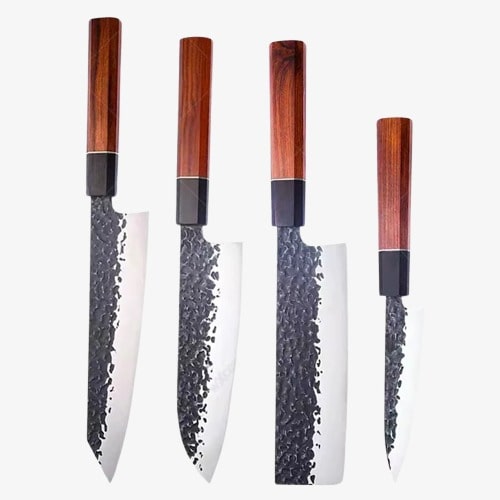 Set de Six Couteaux  Japonais en Acier Damas - Collection Yasuko