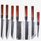 Set de Sept Couteaux  Japonais en Acier Damas - Collection Yasuko