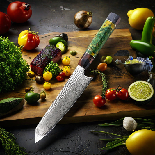 Kaori - Couteau de chef Kiritsuke 32 cm - Manche en bois stabilisé