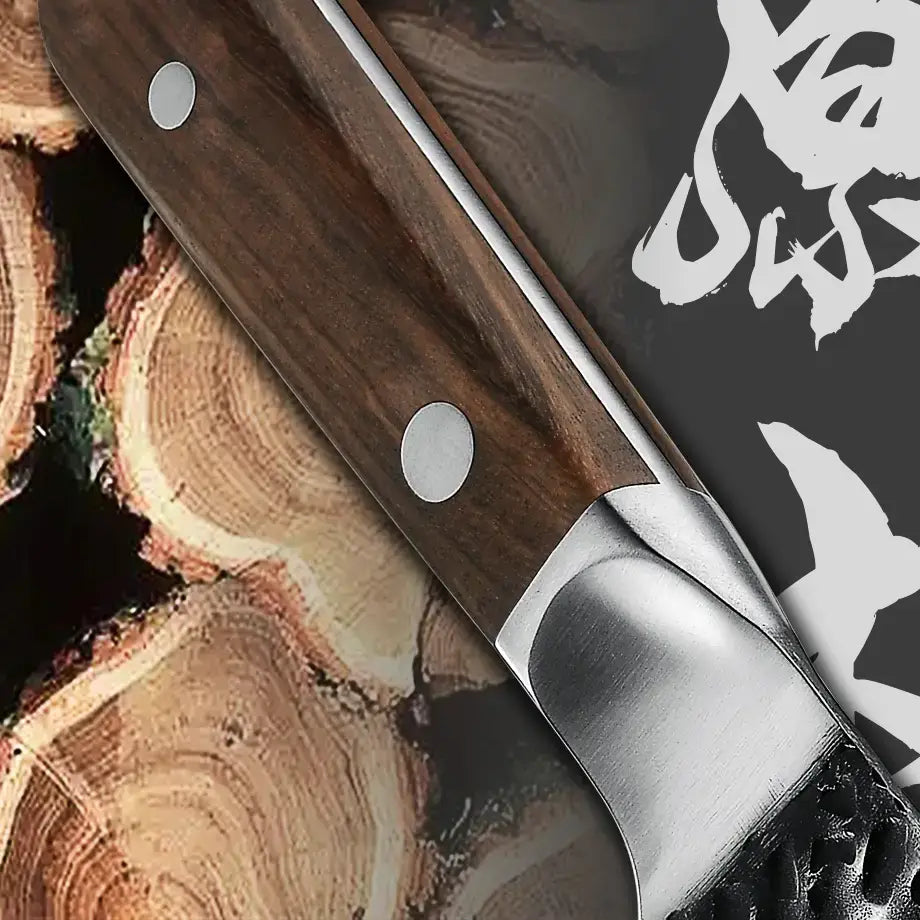 Couteau japonais Nakiri en acier Damas - Manche en bois d'ébène