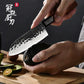 Couteau japonais Santoku en acier Damas forgé à la main - Manche en bois Mkuruti et ébène