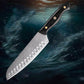 Couteau japonais Santoku en acier Damas - Manche en bois d'ébène