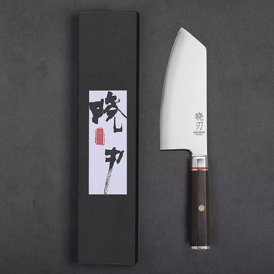 Couteau japonais Bunka en acier Damas - Manche en bois d'ébène