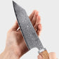 Couteau japonais Santoku en acier Damas - Manche en bois d'olivier