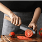 Couteau japonais Santoku en acier Damas - Manche en bois d'olivier