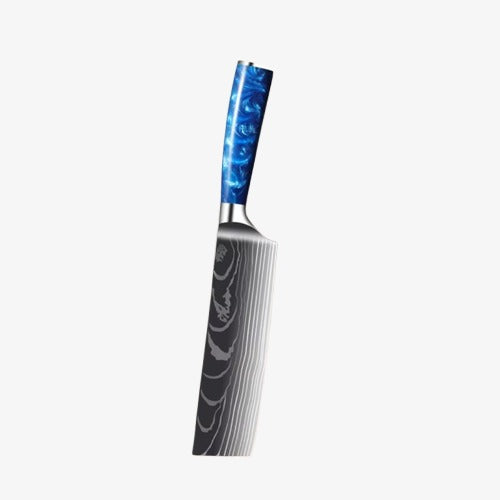 Couteau  Japonais Nakiri en Acier Damas - Chef Takumi - Ice Blue