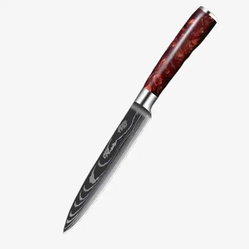 Set de Dix Couteaux  Japonais  en Acier Damas - Chef Takumi - Ruby Wood