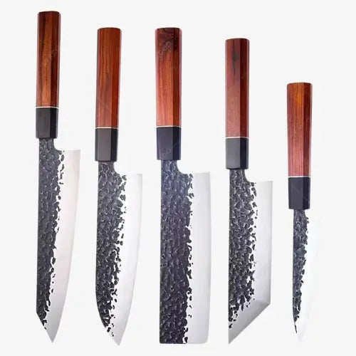Set de Cinq Couteaux  Japonais en Acier Damas - Collection Yasuko