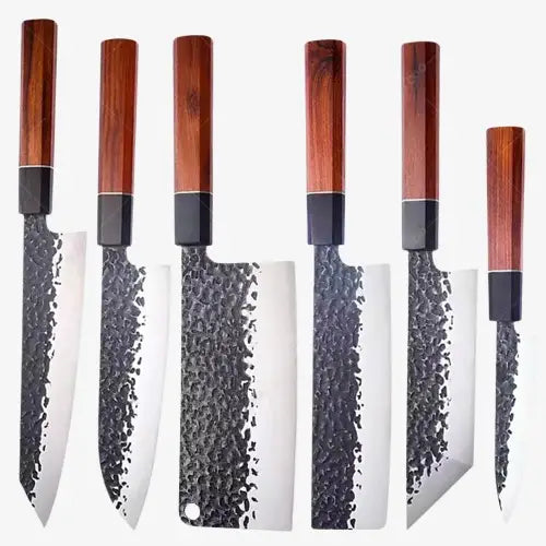 Set de Six Couteaux  Japonais en Acier Damas - Collection Yasuko