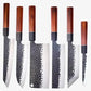 Set de Six Couteaux  Japonais en Acier Damas - Collection Yasuko